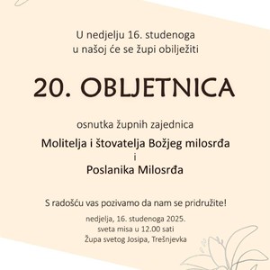 Proslava 20. obljetnice osnutka zajednica molitelja i poslanika Božjeg Milosrđa na Trešnjevki
